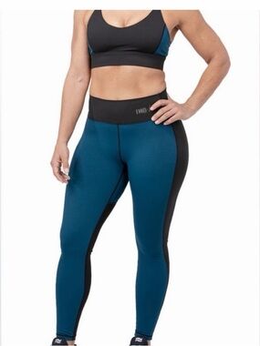 EVREE x Barbells Teal & Black High-Waist Performance Leggings